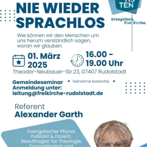 Flyer Gemeindeseminar Nie wieder sprachlos Foto: Freikirche Rudolstadt